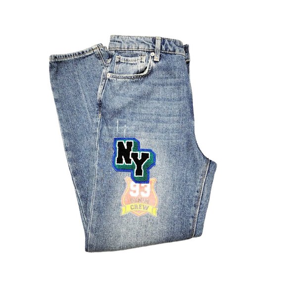 New York Patchwork Jeans - Size 6 - High Rise -‎ Mom Jeans - Distressed - Picture 1 of 10